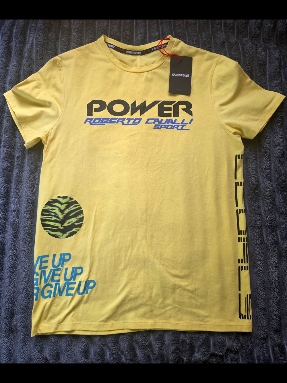 NWT Roberto Cavalli "SPORT" Men's Yellow GraphicT-Shirt US Small